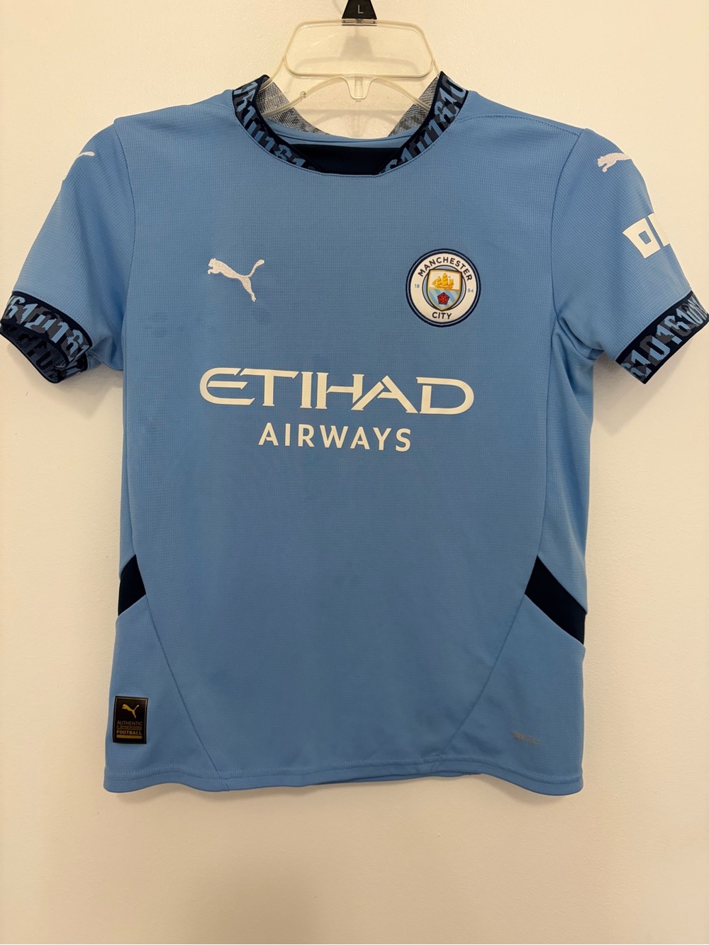 Puma Kids Sky Blue Manchester City Jersey with Navy Trim